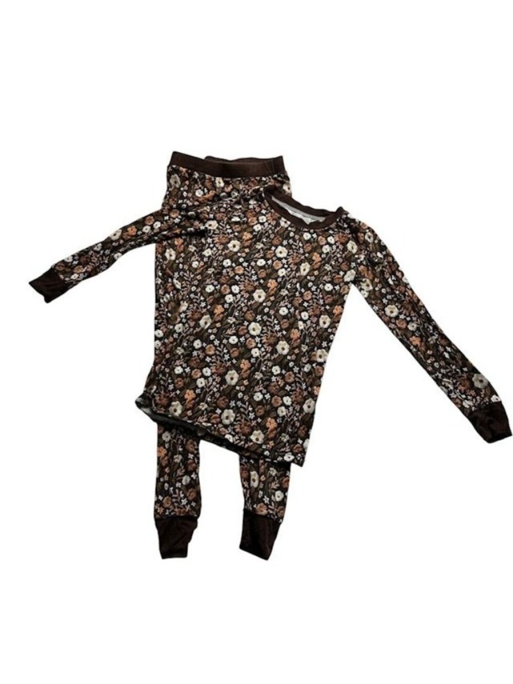 Brown Floral Bamboo Pajama Set Size 3T